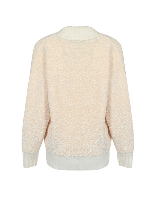 Cardigan in ciniglia boucle' con bottoni gioiello Elisabetta Franchi | MK44S57E2DZ9